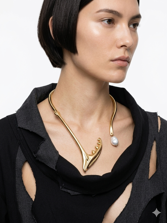 "Abyss creature" silver-plated brass necklace