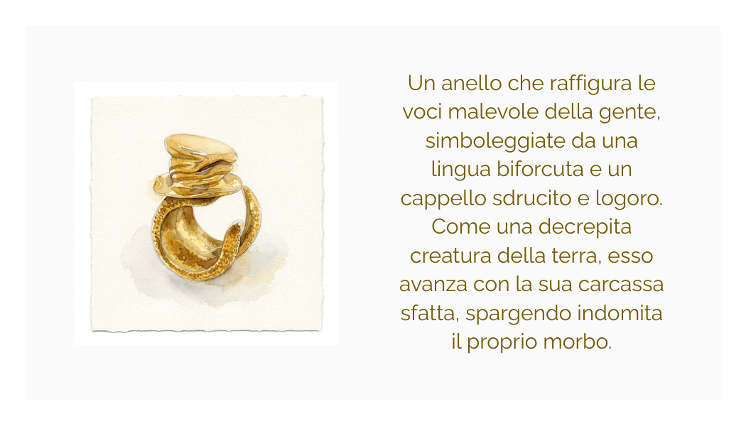 "The evil tongue" ring in gold-plated brass
