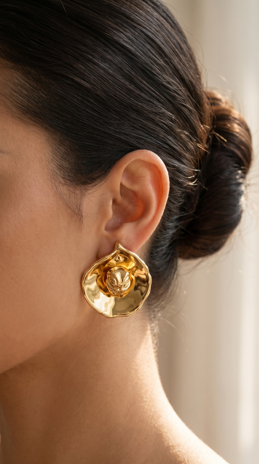 "Sentinel nature" earring in gold-plated brass