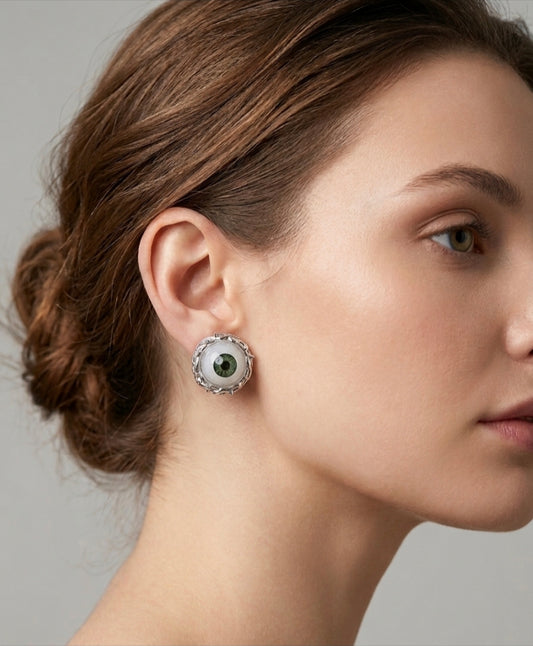 "Sentinel Nature" silver-plated brass earring