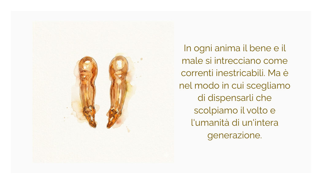 Orecchino "bene e male I" in ottone