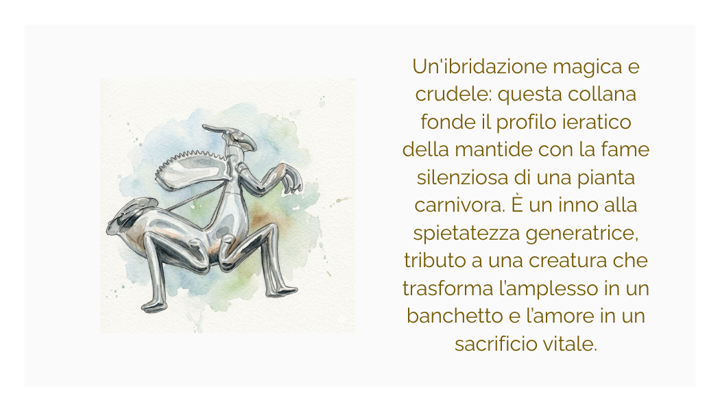 Spilla "mantide carnivora" in ottone
