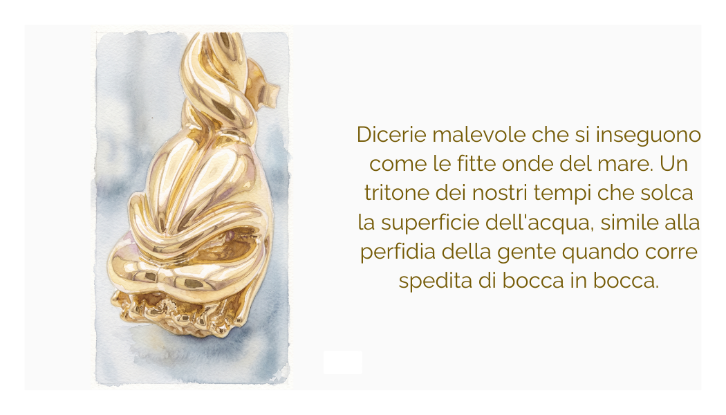 "Gossip" pendant in gold-plated brass